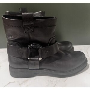 NEW Zodiac Fiera Women's Size 8 Biker Style Black Leather Ankle Bootie Moto